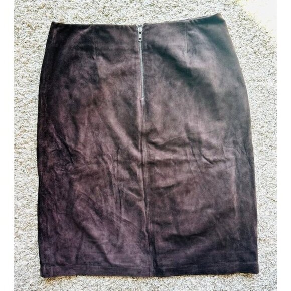 Gap Women Brown Genuine Leather Dark Academia -Western Pencil Skirt Zip Size 10 - Picture 3 of 8